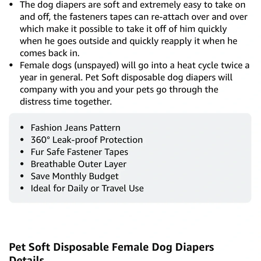 Pet Soft Disposable Diapers (Jean Print) Size Medium Total of 38-Diapers